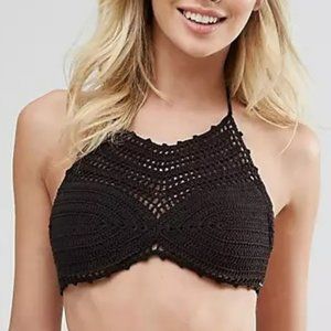 Bikini Lab Black Crochet High Neck Bikini Top Handmade